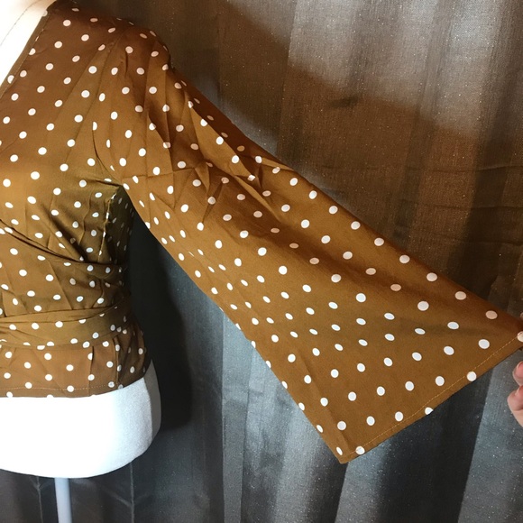 Polka Dot Bell Sleeve Wrap Blouse - Picture 6 of 6